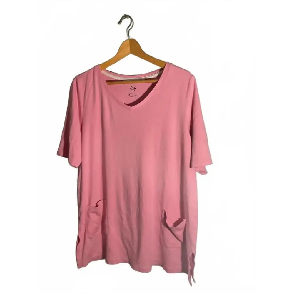 Isaac Mizrahi Live Essentials Pink Women's Tunic Top Large - Picture 2 of 6